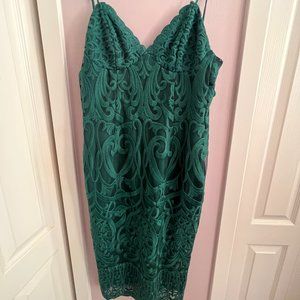 Bardot Green Lace Midi Dress